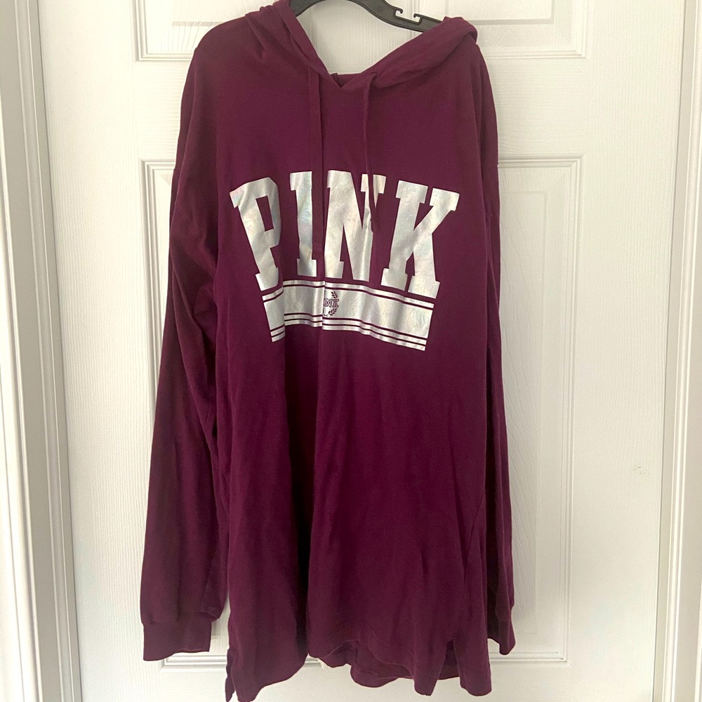 Pink hooded reflective long sleeve